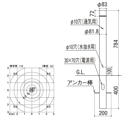 LIXIL　照明　外構　モダン　 おしゃれ　エクステリア　愛知・名古屋の外構専門店パートナーホームのエクステリア　製品一覧　エントランスライト　LEK-32型　消費電力 4.3W器具光束280|m LED電球小形電球タイプ（E17） 灯具Wφ83・H784・ポール径のφ81.8 ●埋設施工用/防雨型 ●グローブ：ガラス（乳白つや消し） ●ポール：アルミ形材（ポール各色） ●40形電球1灯相当の明るさ ●固有エネルギー消費効率65.1m/W ●調光操作不可|パートナーホーム